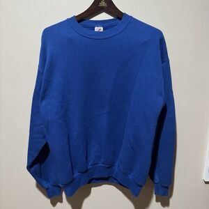 Vintage USA Made Jerzees Crewneck Sweatshirt Blue Large  90s Blank